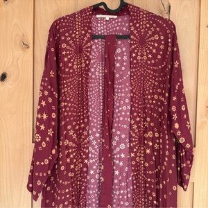 Novella Royale Burgundy Star Pattern Kimono Robe